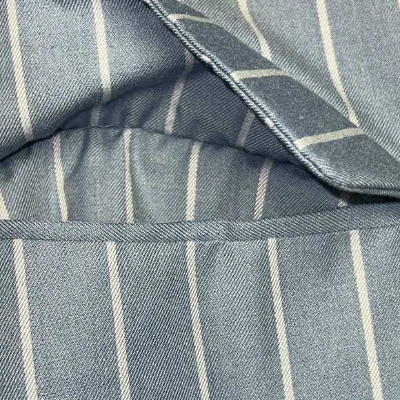 NY&C Skirt Plus 2X Blue White Vertical Stripe Front Slit Ruched Waist Midi NEW - Picture 7 of 13